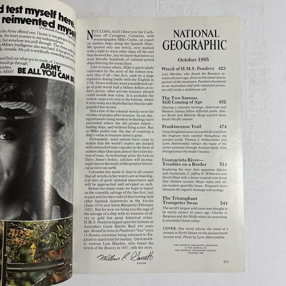 Vintage National Geographic October 1985 Arabia HMS Pandora Samoa Usumacinta Riv - Picture 5 of 11